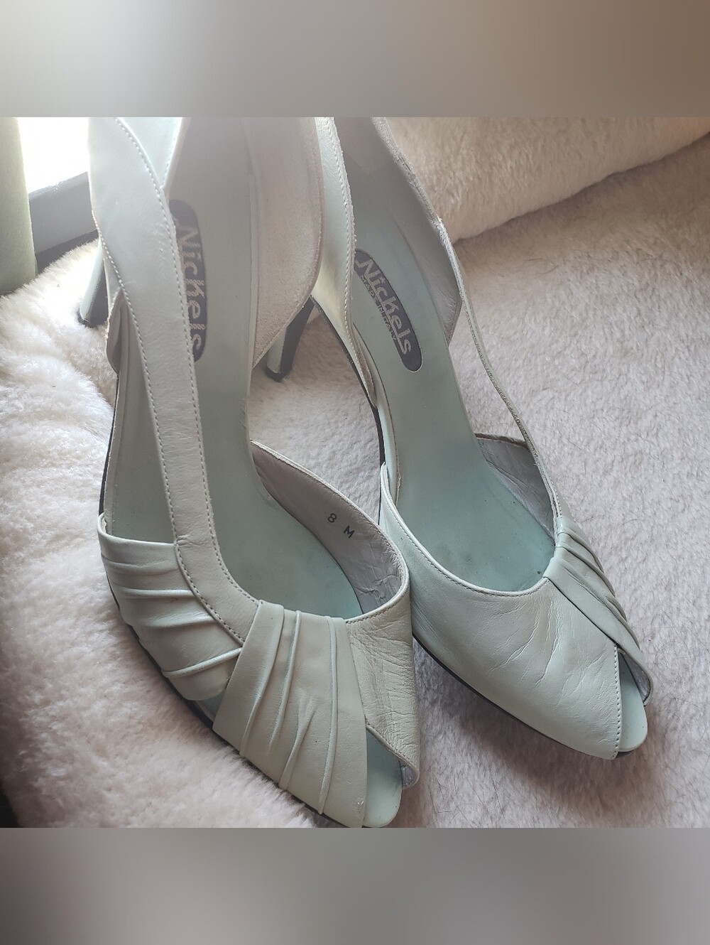 Vintage Nickles Green Leather Cutout Heels Sz 8 Made in Italy - Picture 5 of 6